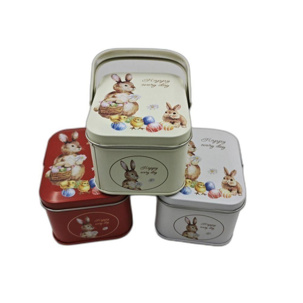 Tinplate Easter Tin Metal Box Easter Supplies Candy Box New Rabbit Storage Box