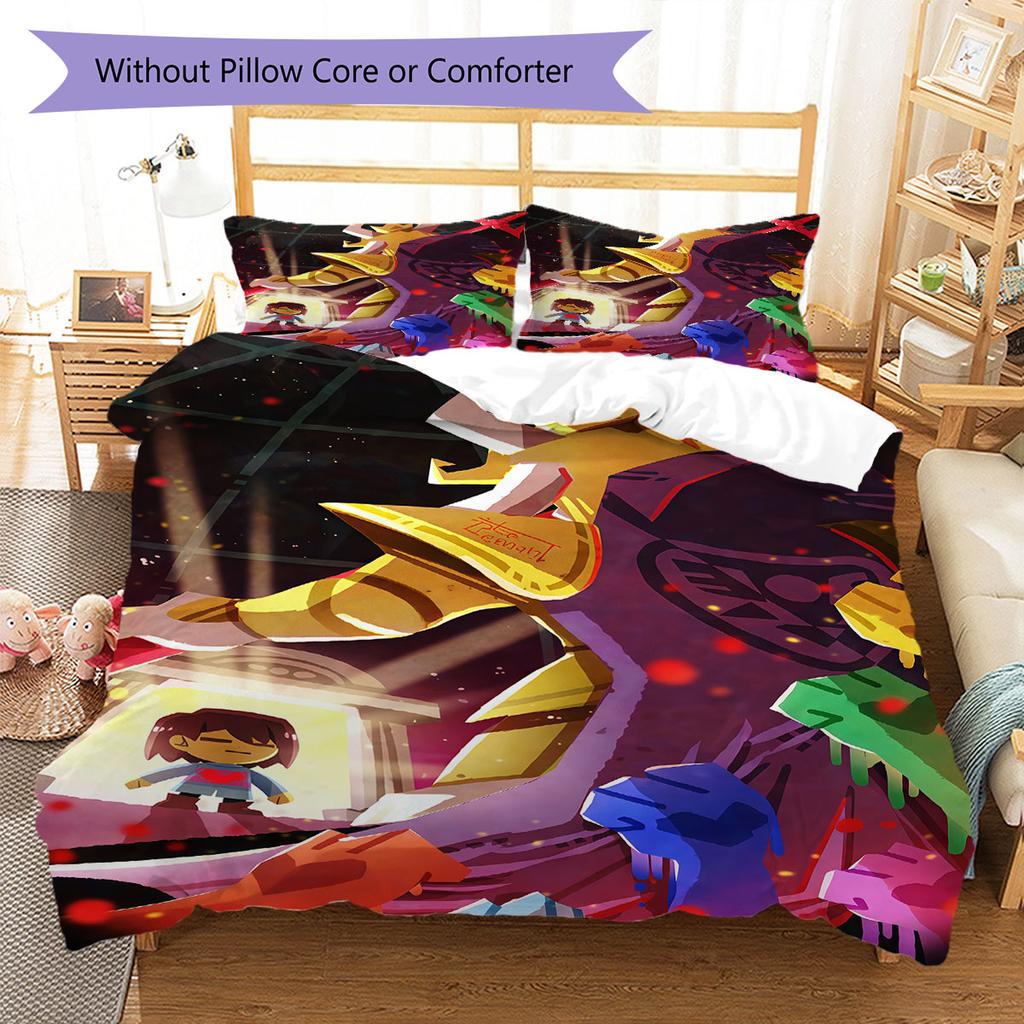 Deltarune Chaos Magic Bedding Quilt Set Quilt Cover Pillowcase Home Decoration Birthday Gift (1 * duvet cover + 2 * pillowcase, without core)