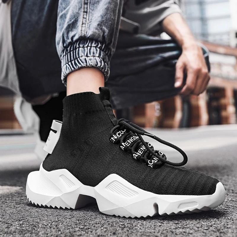 Maedef Men Shoes High Top Sneakers Soft Comfortable Casual Shoes Breathable Anti-Slip Mens Sneakers Lace Up Outdoor Walking Shoe