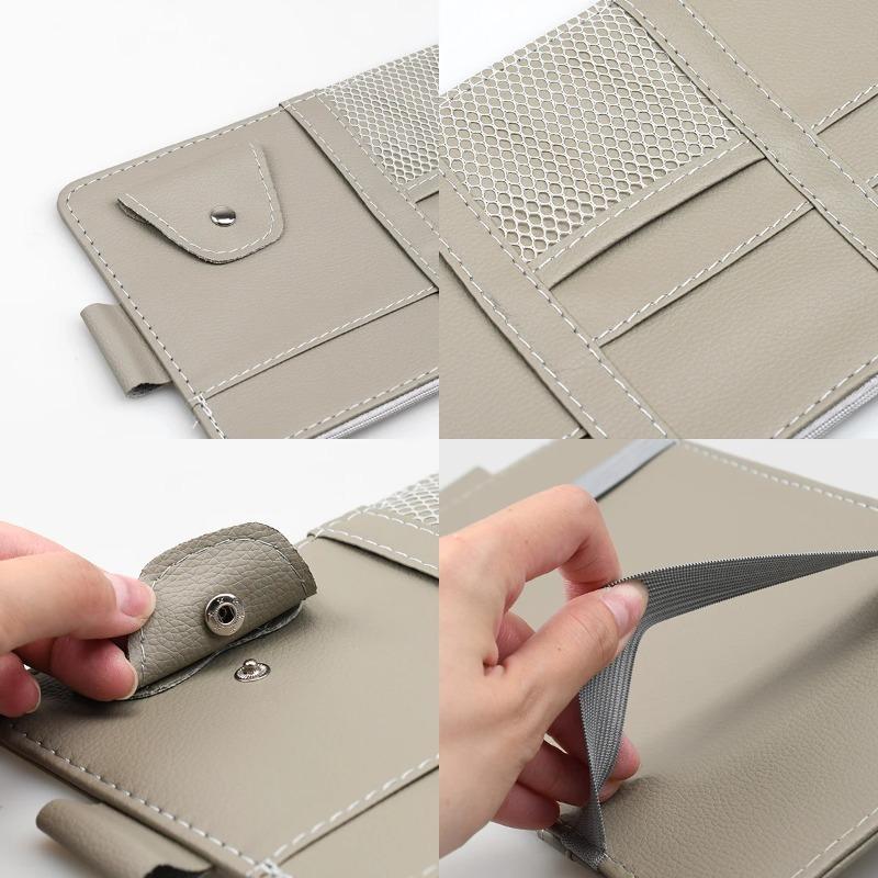 Car Glasses Storage Pu Leather Sun Visor Organizer Pocket Auto Sunglasses Holder Cards Storage Auto Interior Accessory