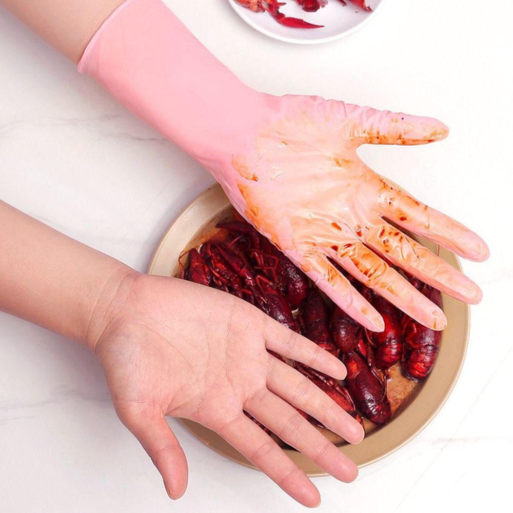 50Pcs 30cm Disposable Nitrile Gloves Waterproof Dishwashing Gloves Household Gloves  Household