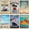 Metal Sign Wall Sign Beach Decor For Bar Famous City House Seaside Decorative Plate Art Tin Sign Plaque Metal Vintage Summer