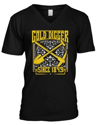 Gold Digger с 1849 года Забавный юмор Nerd Geek Gold Rush Joke Футболка унисекс с V-образным вырезом