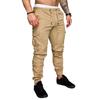 Men Cargo Pants Ankle-banded Thin Multi Pockets Drawstring Elastic Waist Solid Color Gym Traning Sweatpants Long Outdoor Trousers
