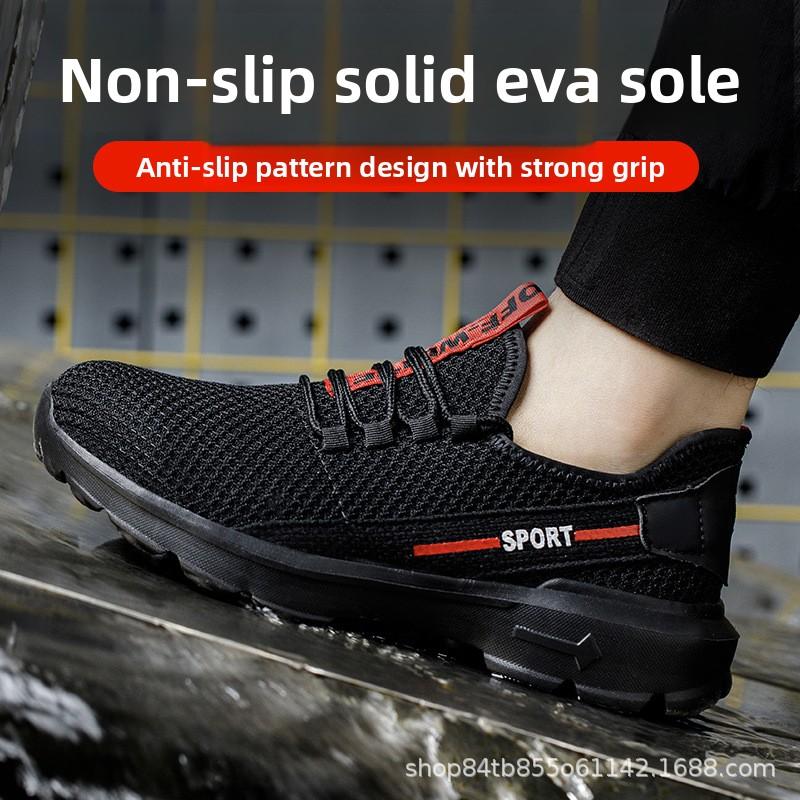 Breathable Steel Toe Work Shoes For Men Anti Slip Anti Puncture Durable Knitted Safety Shoes