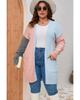 Azura Exchange Multicolor Plus Size Colorblock Pocketed Open Front Cardigan