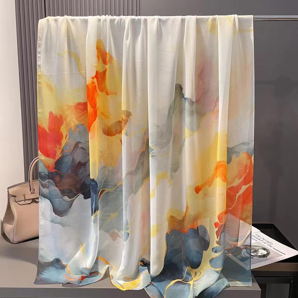 Silk Scarf Foulard Female Headbanda Luxury Hijab Women Soft Warm Pashmina Beach Scarves Echarpe Shawl Large Wrap Echarpe Bandana