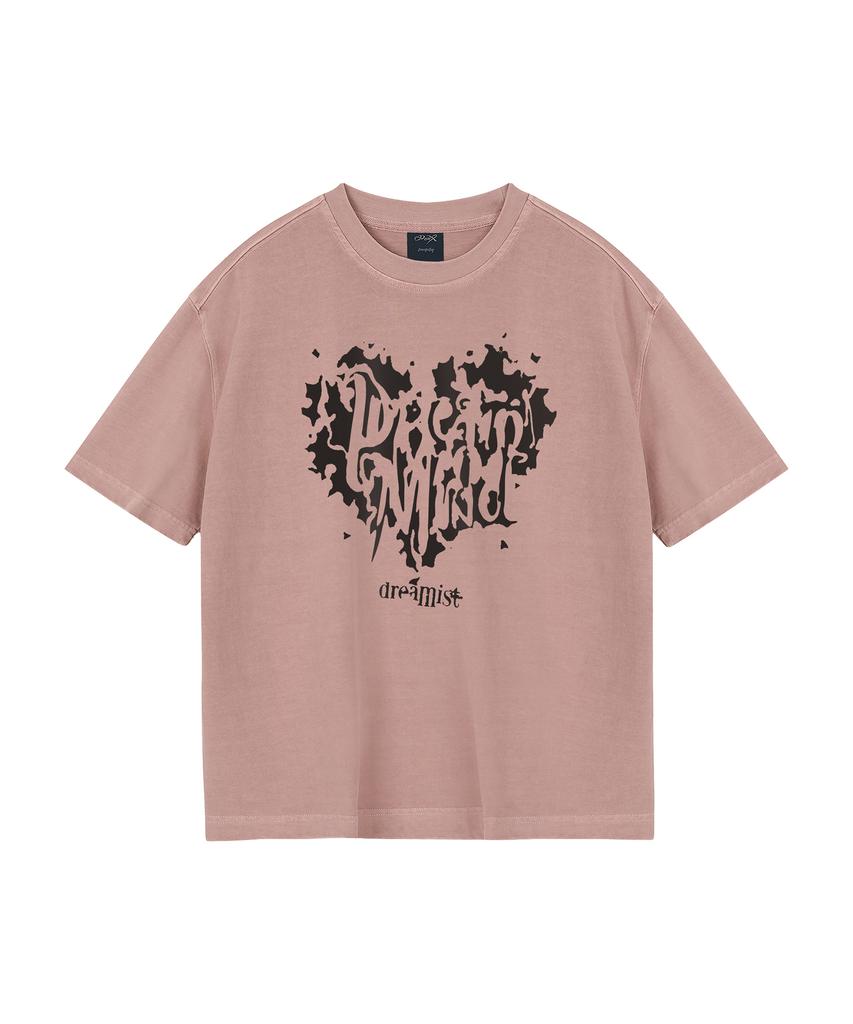 WILDROCK Hollysheesh Dreamist Heart Пигментная Оверсайз Футболка с Коротким Рукавом_6 Цветов (Урожай включен) (Тип Б)