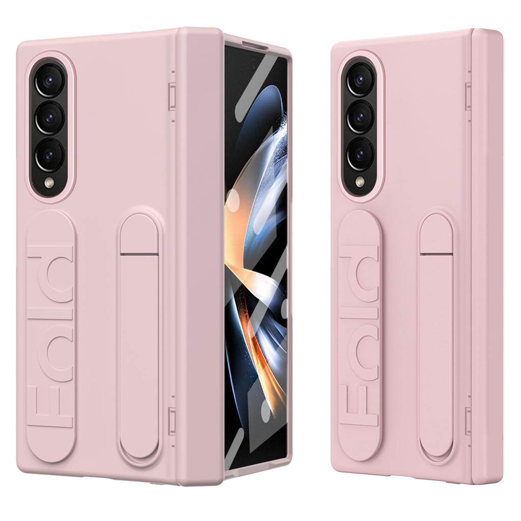 Чехол для Samsung Galaxy Z Fold4 5G с подставкой и ремешком на запястье, ПК чехол для телефона с защитной пленкой из закаленного стекла