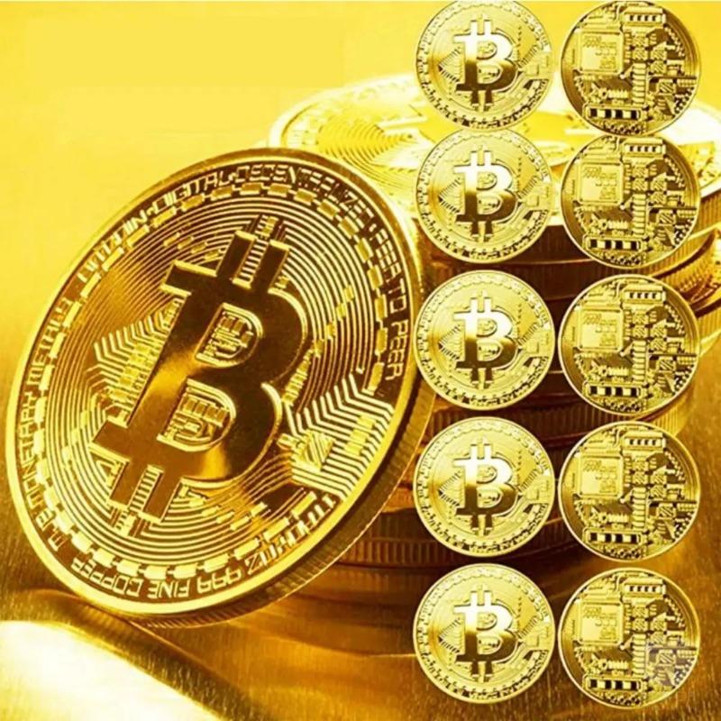 Позолоченная коллекционная монета Биткоин - Casascius BTC Металлическая Антикварная Имитация, Физический Памятный Подарок для Коллекции