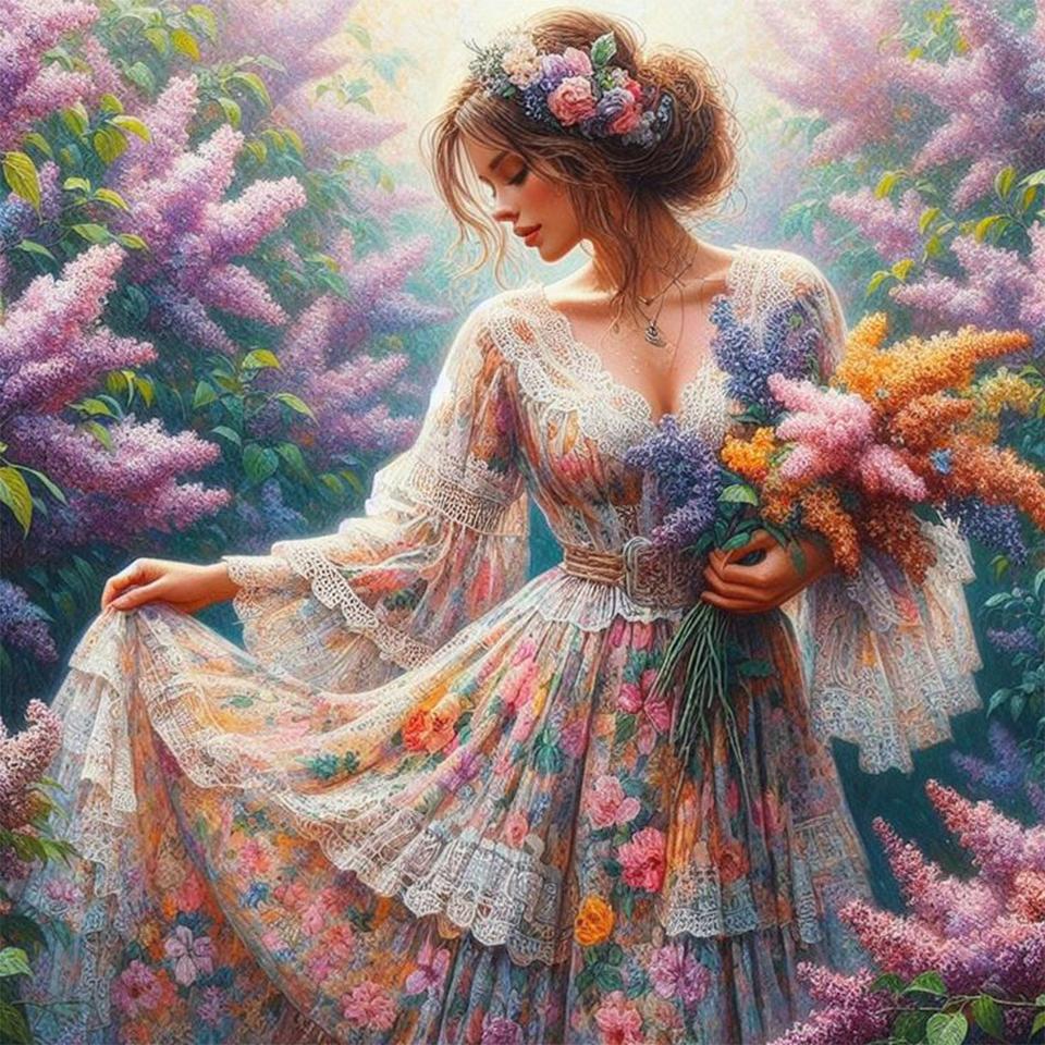 5DDIY Алмазная картина Новая серия Элегантный женский цветок Алмазное искусство Девушки Мозаика Вышивка Картина Настенное украшение