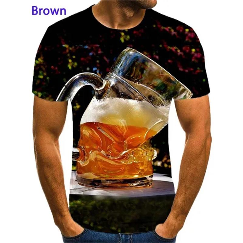 Футболка с принтом Beer Cheers для мужчин, летние крутые мужские футболки с 3D-графикой Beer Bubble, футболки с короткими рукавами, модные повседневные топы, футболки