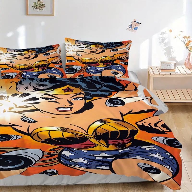 3pcs Wonder Woman Duvet Cover Set (1 Duvet Cover + 2 Pillowcases, No Core) - Comfortable, And Breathable Bedroom Decoration yy251104095