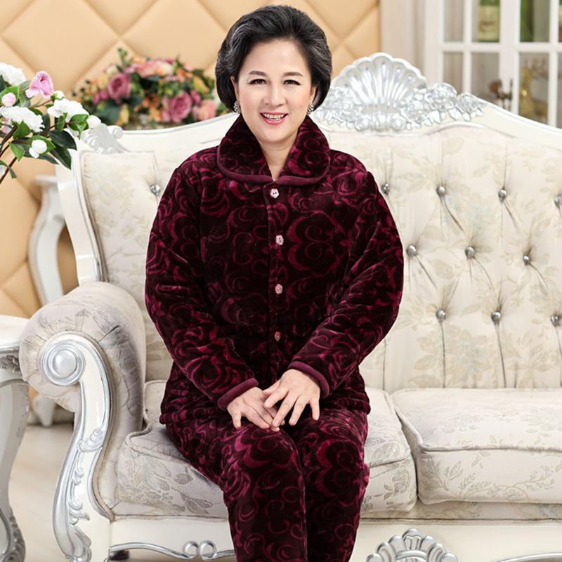 Girls' special home women's cotton thermal cotton clip flange loungewear coral winter thick velvet thickened