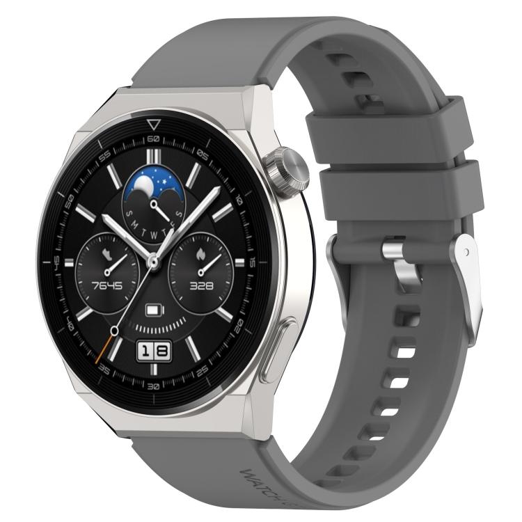Для Huawei Watch GT3 46 мм 22 мм Выступающая головка Силиконовый ремешок Серебряная пряжка