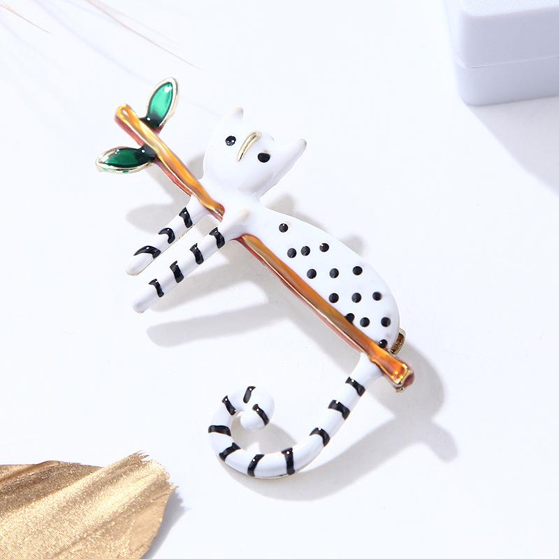 Милые броши с ленивым пятнистым котом для женщин и мужчин, унисекс, модная эмалированная брошь в виде животного, булавки, ювелирные изделия, подарки, аксессуары для одежды