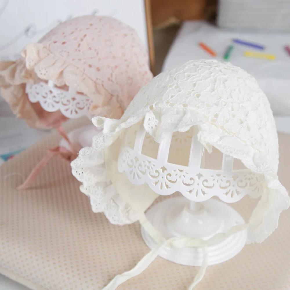 Flower Lace Baby Cap Lace Princess Hat with Large Brim Cute Lace Baby Princess Hat