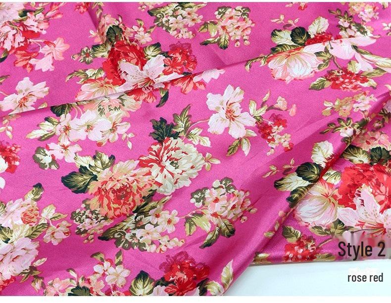 Floral Satin Print Cheongsam Pajamas with Ribbon Headdress and Lantern Kimono Quilt Fabric