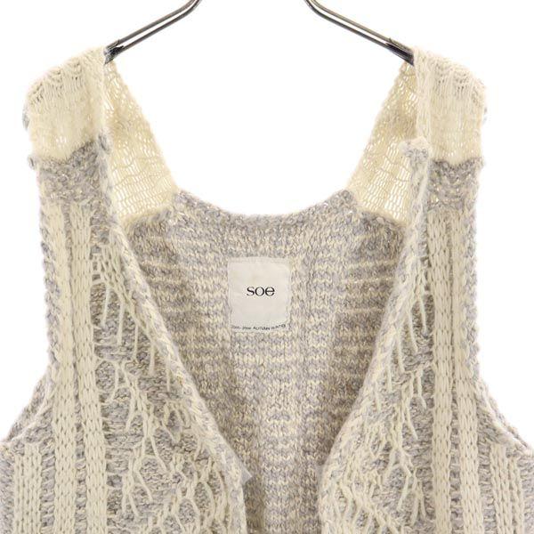 Soe Сделано в Японии Вязаный жилет из шерстяной смеси M Серый Женский Б/у
