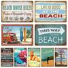 Пляж Ретро Жестяная Вывеска Постер Винтажные Настенные Постеры Металлическая Вывеска Декоративная Настенная Тарелка Кухонная Табличка Металлический Винтажный Декор Аксессуары
