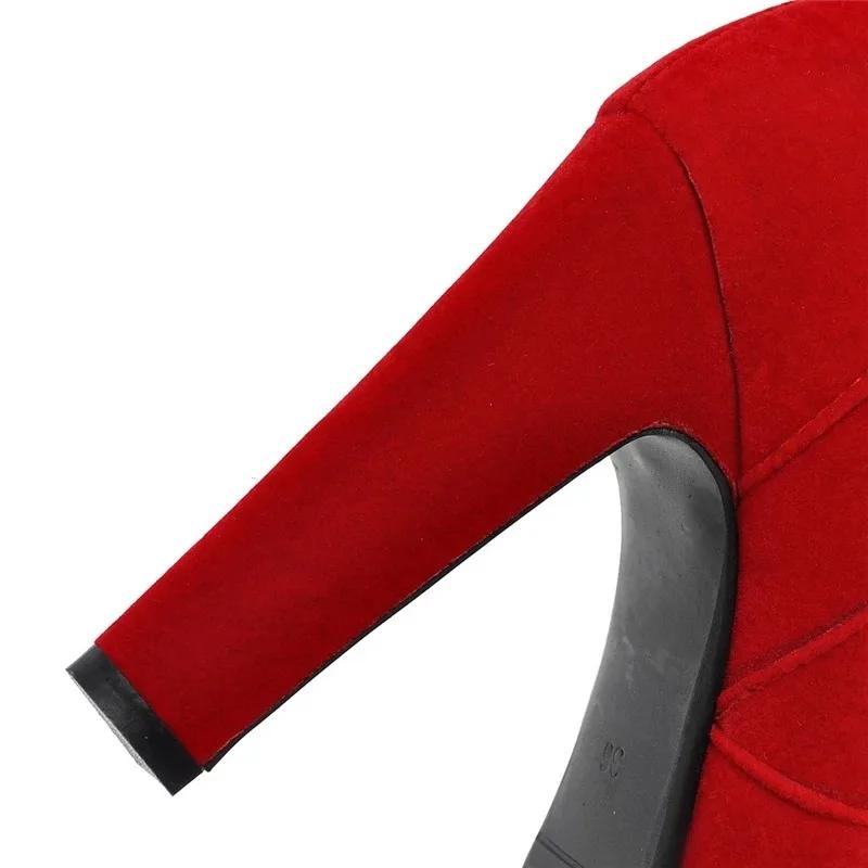 Модные большие размеры 33-43 Вечерние ботильоны Женская мода Высокие каблуки Женская обувь Сексуальные Добавить мех Зимние ботильоны Короткие ботинки Женская обувь