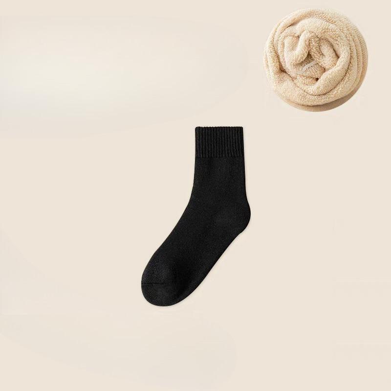 Женские зимние утолщенные теплые шерстяные носки-трубы с махровым дном