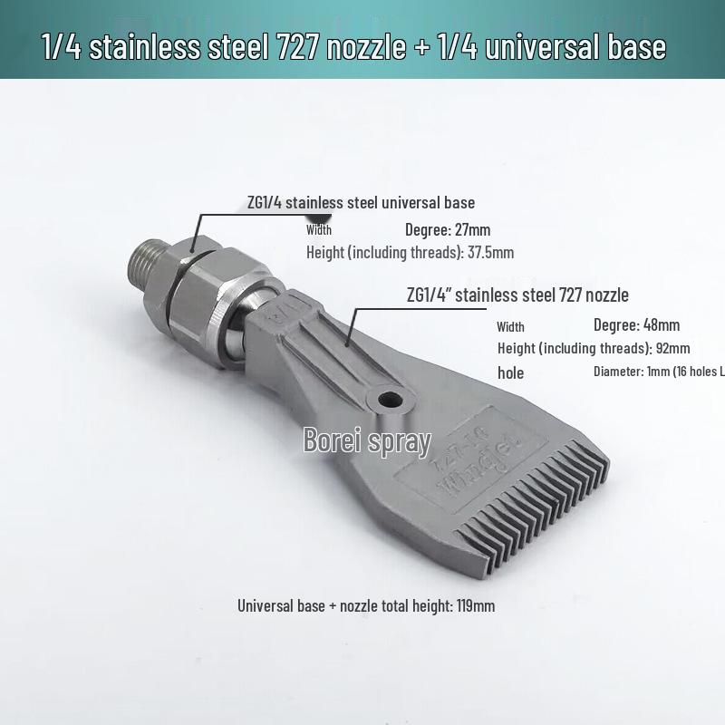 Stainless Steel & Aluminum Alloy Flat Fan Nozzle with 48-60 Widened Holes - High Pressure Universal Air Knife Nozzle
