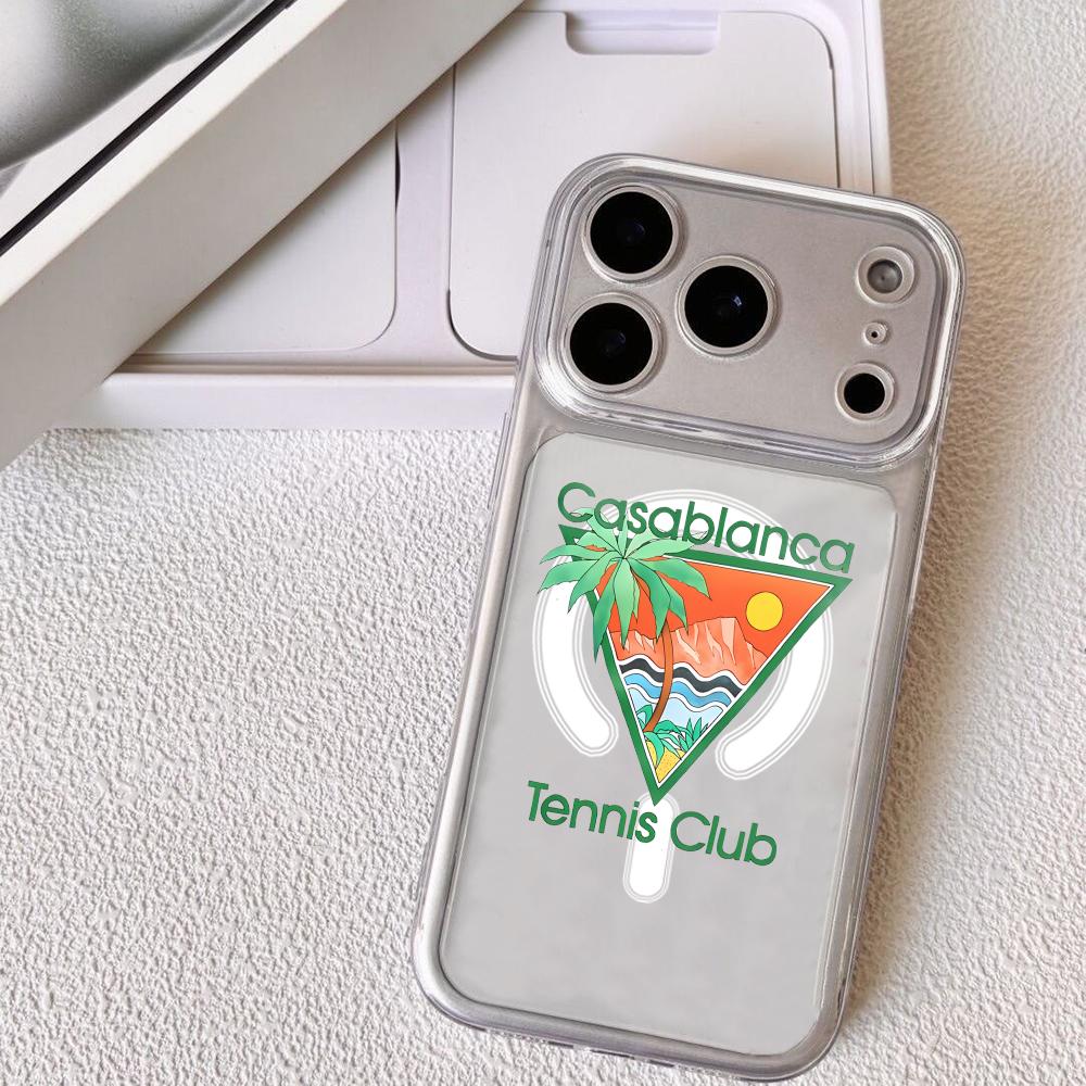 Художественный чехол Casablanca для iPhone 17 16 15 14 13 12 Pro Max Plus С магнитным прозрачным чехлом Беспроводная зарядка