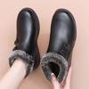 Middle-aged and Elderly Women's Short Cotton Boots Winter Warm Fleece Lined Zipper Ankle Boots Waterproof Non-slip Flat Mom Shoes
