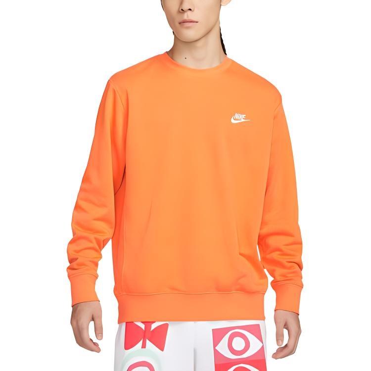 Nike As M Nsw Club Crw Ft Embroidered Logo Ribbed Knit Pullover Sweatshirt Men's BV2667-885