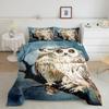 Owl Duvet Cover Bird Decor Bedding Set Printed Comforter Cover for Boys Girls Children Teens Bedroom Decor with 2 Pillow Case