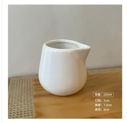 Creative Pure White Ceramic Coffee Small Milk Cup Pot Pot Steak Cup Sauce with Handle Size Sugar Jar Milk Spoon Beak
