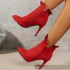 Fashion Ankle Boots for Women 2024 Spring Autumn Casual Short Ankle Boots Female Party Shoes Red Grey Black Heels Large Size