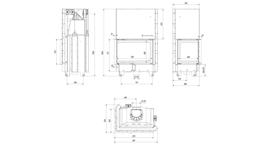Steel fireplace KRATKI MBA left 17 kW Ø 200 Lift-up black thermotec