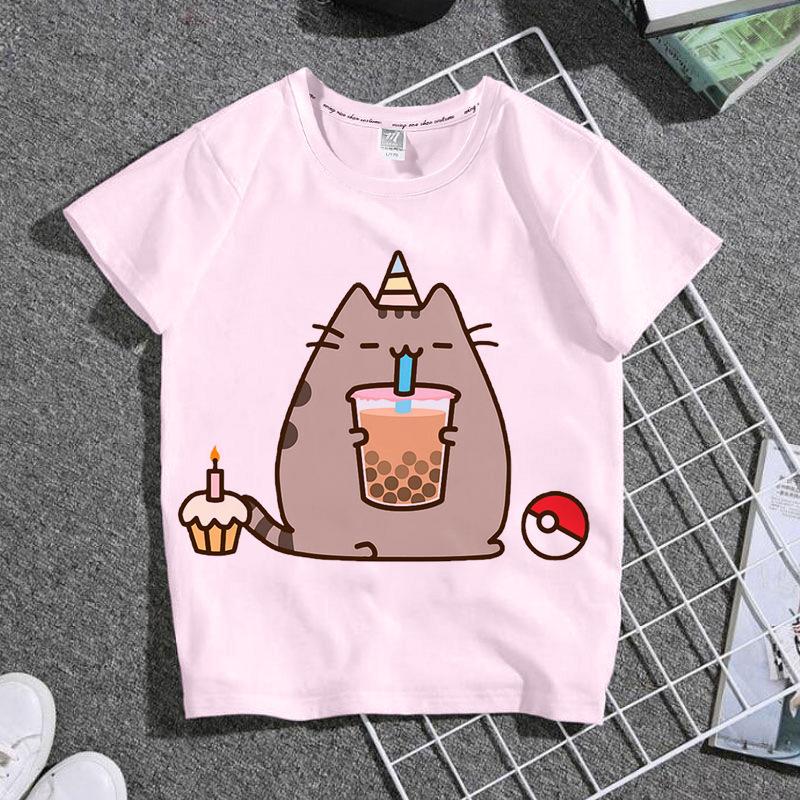 Pusheen Sweet on You Паттерн Сладкий Милый Футболка из Чистого Хлопка 2026 Лето Унисекс Одежда Подарок Девушке Стиль Y2k Уличная Одежда