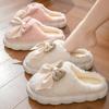 Winter Bow  Women Slippers Home Fur Slippers Women Warm Cotton Slippers Cute Cow Indoor Thickening Slippers