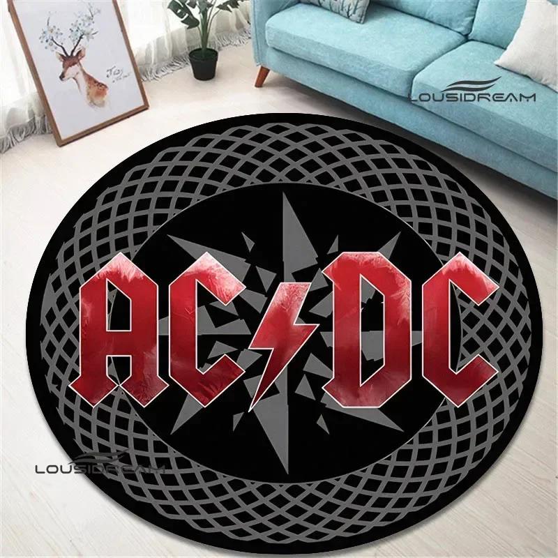 Rock band AC/DC retro printed round carpet bedroom beautiful carpet non -slip door pad floor mats area rug birthday gift