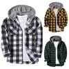 New Coat Spring and Autumn Men's Loose Plaid Hooded Shirt Large Size Fashion Casual Long Sleeved Shirt Street Style