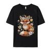 Cute Fox Cottagecore Floral Aesthetic Girls T-Shirts Men T Shirt Funny Vintage Tee Shirt Fast Shipping