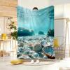Фланелевое одеяло Sunbeam Clear Turquoise с принтом морского дна, Большое жемчужное ракушка коралловый песок мягкий флисовый плед, Легкий