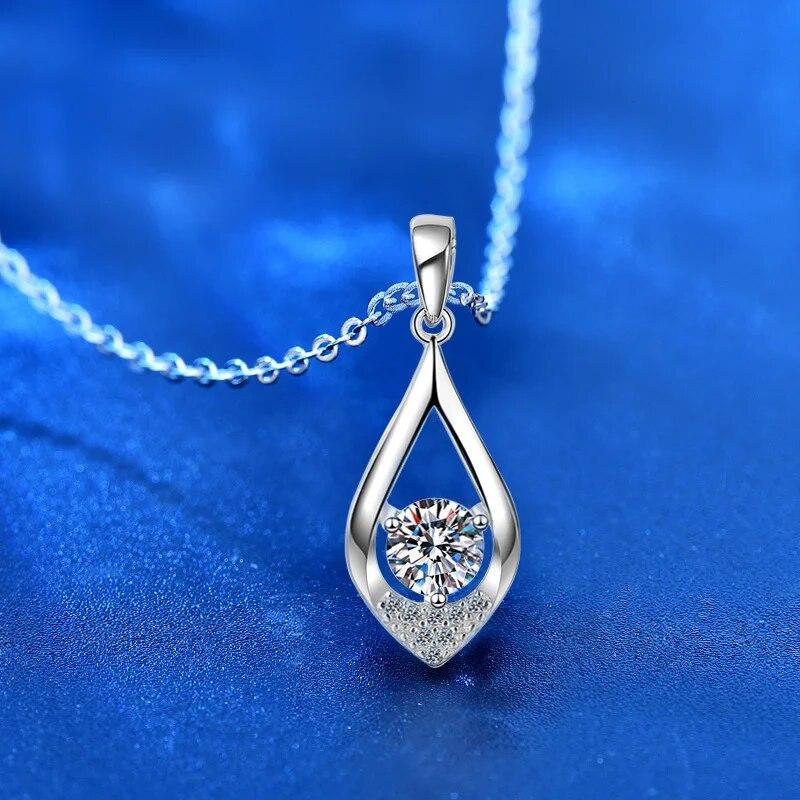 Новинка, 0,5 карата, настоящий бриллиант, муассанит, подвеска в форме капли воды, ожерелье, 100% стерлинговое серебро S925, ювелирные изделия, прошедшие тест на бриллианты GRA
