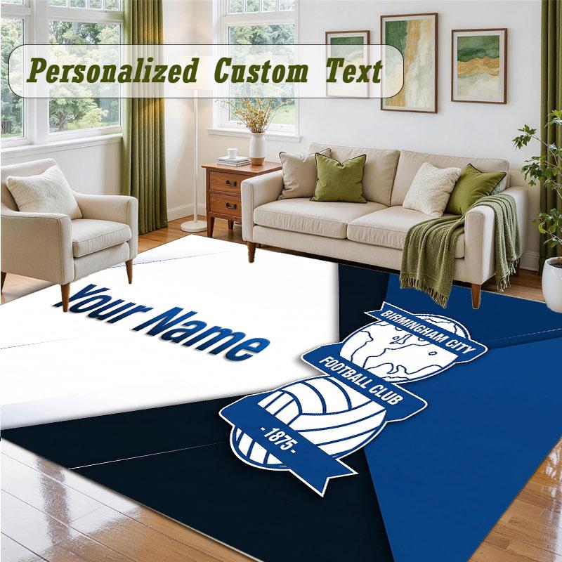 Crystal Velvet Square Rug Custom NameBIRMINGHAM CITY Pattern Non Slip Home Floor Decor Rug