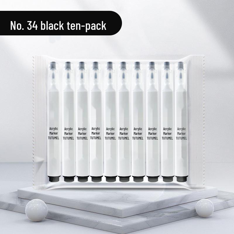 Набор водостойких художественных маркеров одного цвета, 36 штук - Черный, Белый, Красный непрозрачный - Идеально для детского рисования