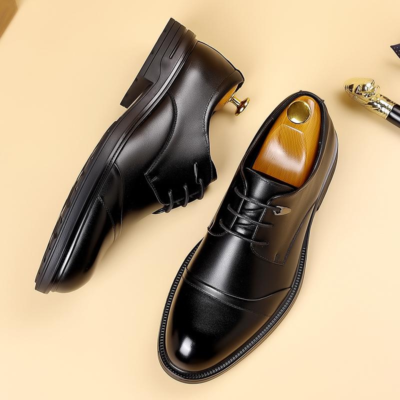 New Mens Casual Business Leather Shoes Fashion Lace-up Derby Shoes Light Comfortable Male Oxford Shoes Walking Footwear Sneakers