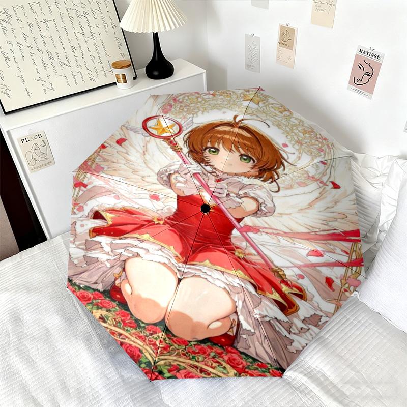 1PC Cardcaptor Sakura Characters Automatic Umbrella - Suitable Travel Outdoor Portable Umbrella Birthday Gift Daily Essentials
