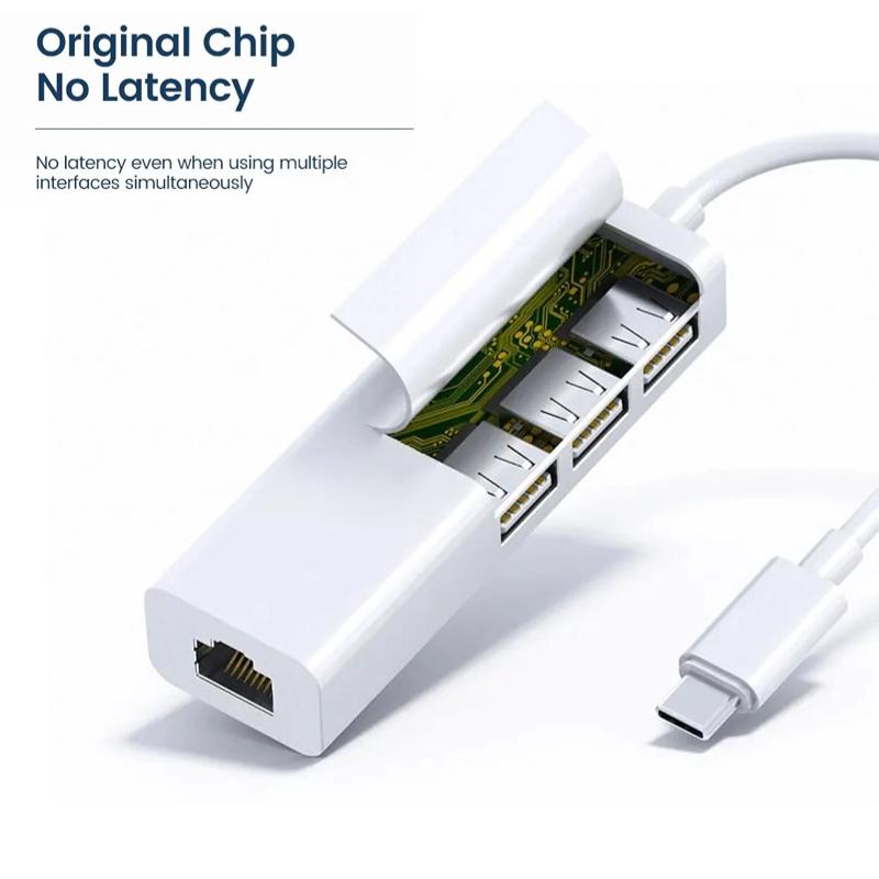 USB Ethernet-адаптер USB Type C к порту Rj45 Lan, гигабитная сетевая карта 100 Мбит/с, док-станция USB 2.0 для ПК, компьютера, ноутбука