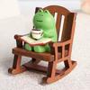 Mini Frog Figurine Resin Frog Sculpture with Rocking Chair Small Healing Frog Ornament for Car Interior Home Office Desktop