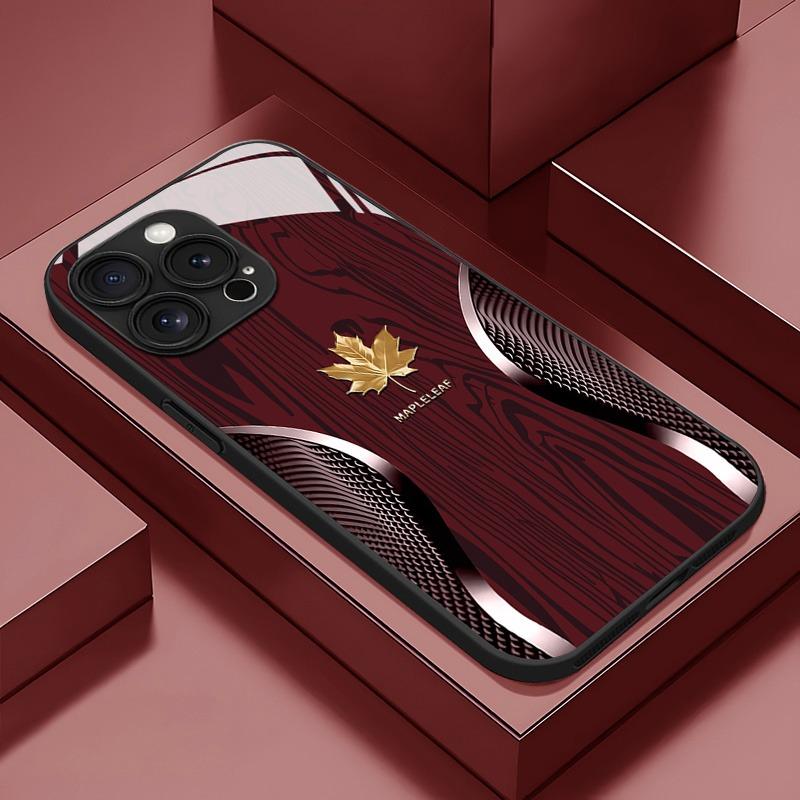 Роскошный чехол для телефона из стекла с узором в виде изогнутых прожилок кленового листа Для iPhone 17 16 15 14 Pro Max 13 12 11 16E 17Air 7 Plus XS X