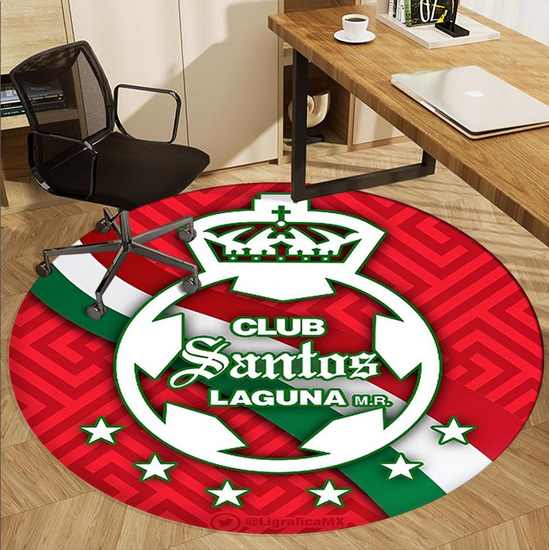 Club Santos Laguna Pattern Round Rug, Indoor/Outdoor Mat, for Picnic, Gameroom, Bedroom, Office, Living Room, Home Decor Carpet, Birthday Gift