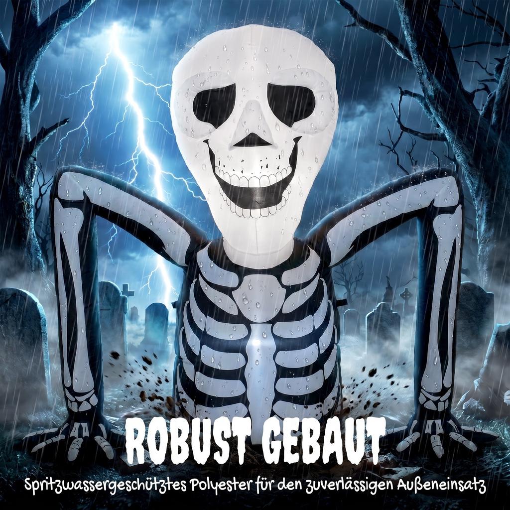 Inflatable Halloween Skeleton, Crawling Out of the Ground, with LED Lights, Spooky Decoration for Indoor and Outdoor Use